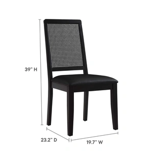 Modway Furniture Arlo Vegan Leather Upholstered Faux Rattan and Wood Dining Side Chairs (Set of 2)