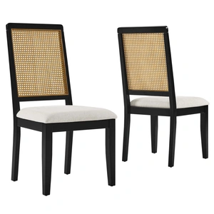 Modway Furniture Arlo Faux Rattan and Wood Dining Side Chairs (Set of 2)