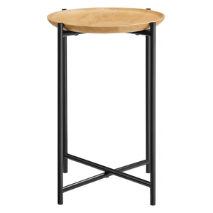 Modway Furniture Xilo Round Wood and Metal Side Table, Oak