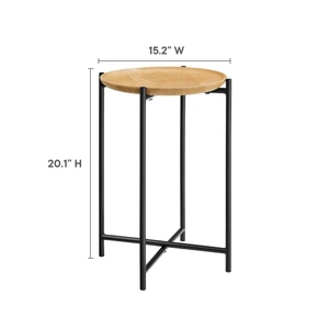 Modway Furniture Xilo Round Wood and Metal Side Table, Oak