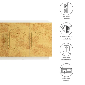 Modway Furniture Abel 69-inch Wood Sideboard Buffet TV Stand, White/Bleached Burl