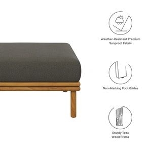 Modway Furniture Wren Outdoor Patio Teak Wood Ottoman