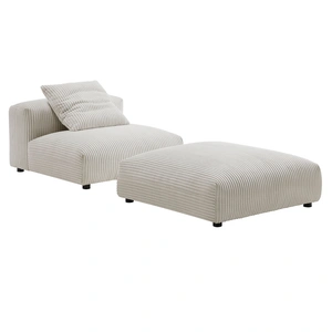 Modway Furniture Solace Modular Corduroy Upholstered Armless Chair and Ottoman Set