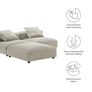 Modway Furniture Solace 3-Piece Modular Upholstered Fabric Sectional Sofa