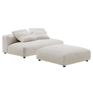 Modway Furniture Solace Modular Corduroy Upholstered Armless Loveseat and Ottoman Set