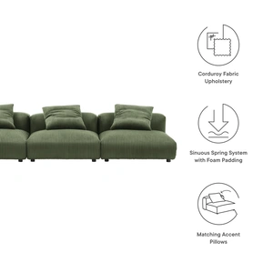 Modway Furniture Solace 3-Piece Modular Corduroy Upholstered Sofa