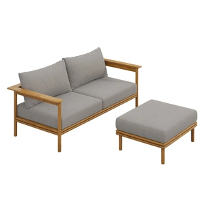 Modway Furniture Wren 2-Piece Outdoor Patio Teak Wood Sofa and Ottoman Set