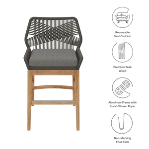 Modway Furniture Wellspring Outdoor Patio Teak and Rope Counter Stool