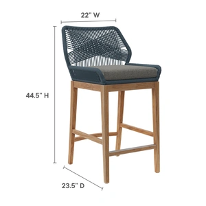 Modway Furniture Wellspring 3-Pc Outdoor Patio Teak Wood Bar Set
