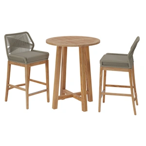 Modway Furniture Wellspring 3-Pc Outdoor Patio Teak Wood Bar Set