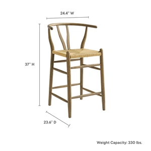 Modway Furniture Amish Wood Counter Stool, Weathered Gray Teak