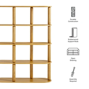 Modway Furniture Arcus 4-Tier Oval Wood Bookshelf in Oak