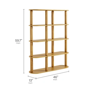 Modway Furniture Arcus 4-Tier Oval Wood Bookshelf in Oak