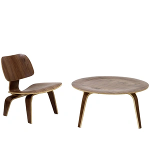 Modway Furniture Fathom 2-Pc Plywood Living Room Set, Walnut