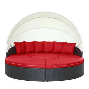 Modway Furniture Quest Canopy Outdoor Patio Daybed, Espresso/Red