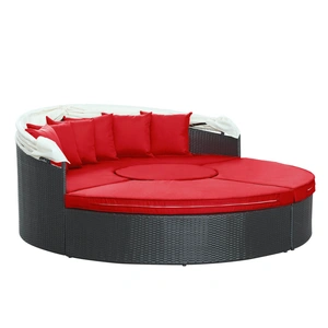 Modway Furniture Quest Canopy Outdoor Patio Daybed, Espresso/Red