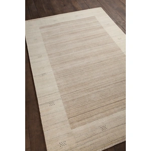 Chandra Elantra Wool Rectangular Hand-knotted Rug, Beige/Brown