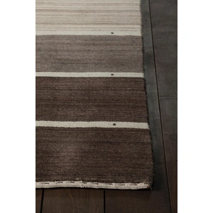 Chandra Elantra Wool Rectangular Hand-knotted Rug, Brown/Beige