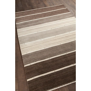 Chandra Elantra Wool Rectangular Hand-knotted Rug, Brown/Beige