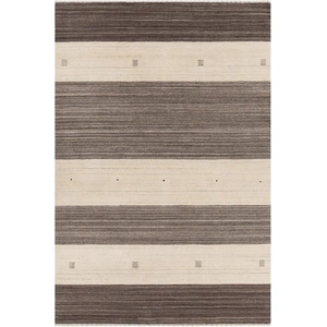 Chandra Elantra Wool Rectangular Hand-knotted Rug, Brown/Beige