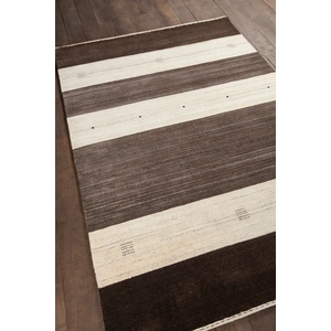 Chandra Elantra Wool Rectangular Hand-knotted Rug, Brown/Beige