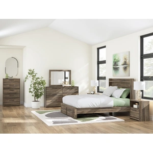 Ashley Furniture Elbrim MDF Panel Platform Storage Bedroom Set, Brown