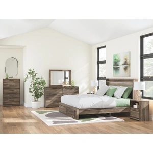Ashley Furniture Elbrim MDF Panel Platform Storage Bedroom Set, Brown