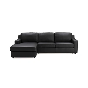 J&M Furniture Elizabeth Premium Leather Sectional Sleeper Sofa, Black