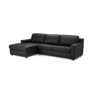 J&M Furniture Elizabeth Premium Leather Sectional Sleeper Sofa, Black