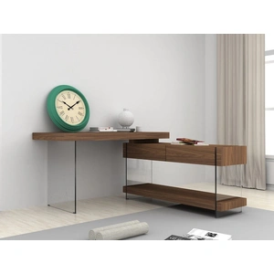 J&M Furniture Elm Modern Office Desk with Storage Drawers, Walnut