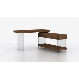 J&M Furniture Elm Modern Office Desk with Storage Drawers, Walnut
