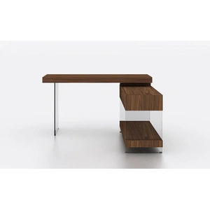 J&M Furniture Elm Modern Office Desk with Storage Drawers, Walnut