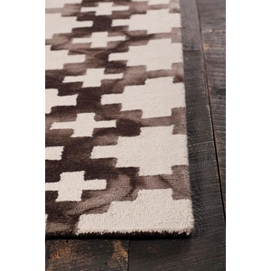 Chandra Elvo Wool Rectangular Hand-tufted Rug, Brown/White