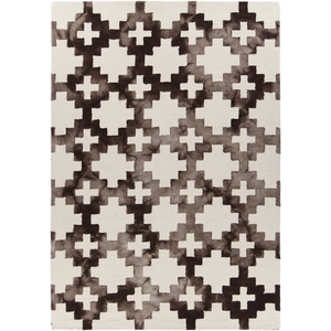 Chandra Elvo Wool Rectangular Hand-tufted Rug, Brown/White