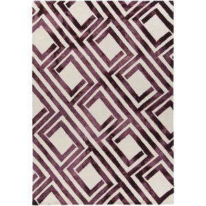Chandra Elvo Wool Rectangular Hand-tufted Rug, Purple/White
