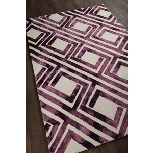 Chandra Elvo Wool Rectangular Hand-tufted Rug, Purple/White