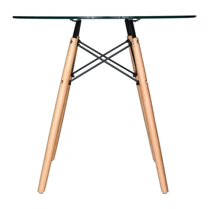 LeisureMod Dover Round Glass Bistro Dining Table, Clear/Natural