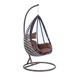 LeisureMod Wicker Hanging Egg Swing Chair, Brown