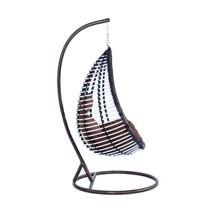 LeisureMod Wicker Hanging Egg Swing Chair, Brown