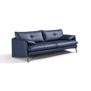 Diven Living Estro Leather Sofa, Spessorato Blue Prussia