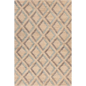 Chandra Ethel Jute/Cotton Rectangular Hand-woven Rug, Blue/Grey/Natural