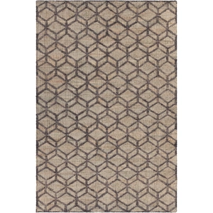 Chandra Ethel Jute/Cotton Rectangular Hand-woven Rug, Black/Natural