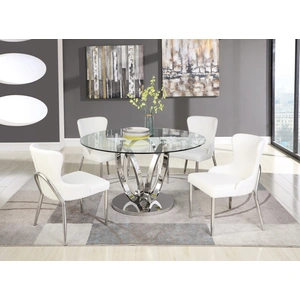 Chintaly Imports Evelyn Round Glass Dining Table, Clear