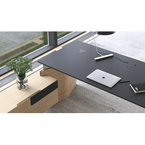 NARBUTAS Move 78.7-inch Executive Sit-Stand Desk w/Built-in Power Socket Block, Grommet & Cover for Power Socket