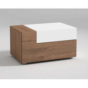 ESF Furniture Mar Eco-Leather Platform Bedroom Set, White/Brown