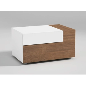 ESF Furniture Mar Wood Veneer Nightstand, White/Brown