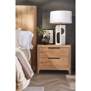 Universal Furniture Walker Wood Nightstand w/2 Drawers, Organic Natural Oak