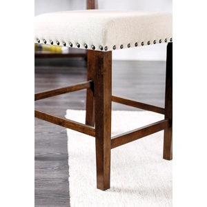 Furniture of America Glenbrook Fabric/Wood Counter Height Dining Chair, Set of 2, Beige/Brown Cherry