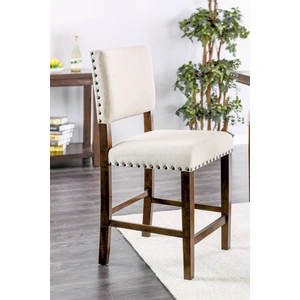 Furniture of America Glenbrook Fabric/Wood Counter Height Dining Chair, Set of 2, Beige/Brown Cherry