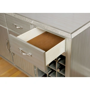 Furniture of America Diocles Wood Server w/2 Doors, 5 Drawers & Wine Storage, Silver